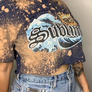 SOLD**Sublime Custom Distressed bleached cropped T